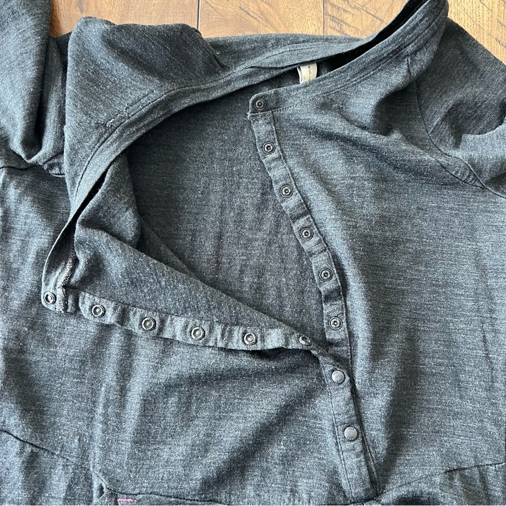 ibex Dress Women’s S 100% Merino Wool Assymetrical Snaps Pockets Dark Gray Black - Picture 10 of 16